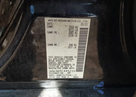 2015 Nissan Altima 2.5 Sv from USA, damaged, VIN 1N4AL3AP2FC445216